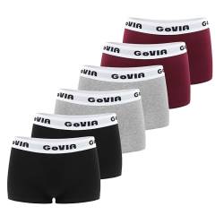 GOVIA Damen Boxershorts Unterwäsche Hipster aus Baumwolle 6er Pack 3921 Schwarz Magenta Grau M von GOVIA