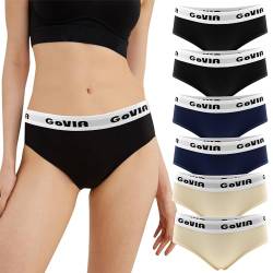 GOVIA Damen Unterwäsche Pantys Bequeme Baumwolle Hipster Mehrpack mit Bund 6er Pack Schwarz Beige Marineblau 3922 BHBU M von GOVIA