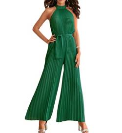 GOWEGB Neckholder-Jumpsuits für Damen, elegant, Sommer, ärmellos, weites Bein, Overall und Strampler, Dressy, Party, Cocktail, Playsuit, grün, Medium von GOWEGB