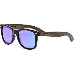 GOWOOD Sonnenbrille Damen & Herren aus dunklem Holz | Premium polarisiert Echtholzbügel und Acetatrahmen | verdunkelte UV400 Sonnenbrille | Holzbrille Damen & Herren UV-Schutz | gekennzeichnet (blau) von GOWOOD