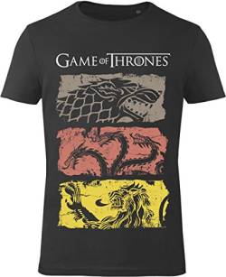 GOZOO Game of Thrones T-Shirt Herren House Stark, Lannister, Targaryen - Sigils Boxed 100% Baumwolle schwarz L von GOZOO