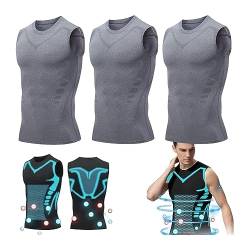 2024 Neue Männer T Shirt Bauch Steuer T-Shirt Kompression Unterhemd Shapewear Body Abnehmen Unterwäsche Top (Color : C-Gray*3, Size : XL) von GOZYLA