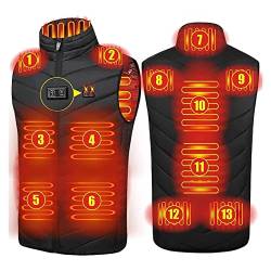 GOZYLA Beheizte Weste, beheizbare Jackenkleidung, USB-Lade-Heizweste mit 13 Heizkissen, waschbare Heizkleidungsweste mit 3 Wärmetemperaturregelung (Color : Black, Size : L) von GOZYLA