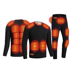 GOZYLA Beheiztes Unterwäsche-Set for Herren, 18 Heizzonen, 3 Temperaturregelung, elektrische USB-Heizung, Thermo-Unterwäsche, beheizbare Thermo-Unterteile (Color : Black, Size : XL) von GOZYLA