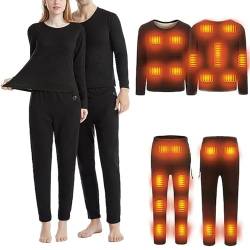 GOZYLA Herren Damen Beheizte Thermounterwäsche Set USB Damen Elektrische Thermo Lange Unterwäsche Set Schneeggings für Frauen (Color : District 22 Unisex Black, Size : XL) von GOZYLA