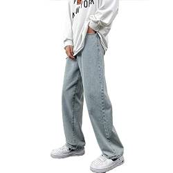 GOZYLA Herren-Jeans mit weitem Bein Lässige lockere Passform Jeanshose Baggy-Jeans Hip-Hop-Jeans Jeans mit geradem Bein und Kordelzug Teenager (Color : E, Size : L) von GOZYLA