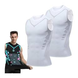 GOZYLA Ionischer Body Shaper für Männer, Ionische Unterwäsche Zum Abnehmen und Formen, Fitness Schweißweste, Gynäkomastie Kompressionsunterwäsche (Color : B-White*2, Size : M) von GOZYLA