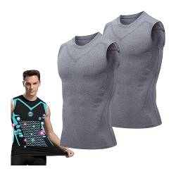 Ionic Shaping Vest 2023, Gynäkomastie Kompressions Tanktop für Herren Bequemer und Atmungsaktiver Eisseidenstoff (Color : B-Gray*2, Size : L) von GOZYLA