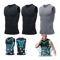 Ionic Shaping Vest 2023, Gynäkomastie Kompressions Tanktop für Herren Bequemer und Atmungsaktiver Eisseidenstoff (Color : C-Black*2+Gray*1, Size : XX-Large) von GOZYLA