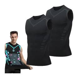 Ionic Shaping Weste, Fitnessweste Männer Brust Gynäkomastie Kompressionsoberteil, Bequeme und Atmungsaktive Eisseidenweste für Männer Zum Aufbau Eines Perfekten Körpers ( Color : B-black*2 , Size : S von GOZYLA