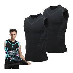 Ionische Haltungskorrektur Weste für Männer, Rücken Haltungskorrektur Stützbandage Ionisches Formendes T Shirt (Color : B-Black*2, Size : XX-Large) von GOZYLA