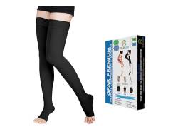 GPAR PREMIUM Medizinische Kompressionsstrümpfe Offener Zeh , Klasse 2, 23-32 mmHG, Für Krampfadern, Ödeme, Beinschmerzen, geschwollene Füße, Besenreiser - Unisex (BLACK, S) von GPARMART