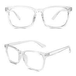 GQUEEN Fake Brille Ohne Stärke Damen Herren Klare Nerdbrille UV400 Transparent,PE2 von GQUEEN