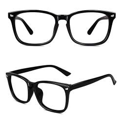 GQUEEN Fake Brille Ohne Stärke Damen Herren Nerdbrille UV400 Schwarz,PE2 von GQUEEN