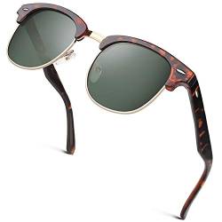 GQUEEN Horn Gestell Halbrahmen Retro Polarisiert Sonnenbrille Herren Damen von GQUEEN