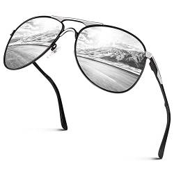 GQUEEN Polarisiert Piloten Sonnenbrille Herren Damen Pilotenbrille UV400 von GQUEEN