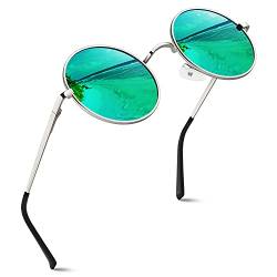 GQUEEN Retro Lennon Runde Polarisierte Sonnenbrille Herren Damen UV400 Schutz MEZ1 von GQUEEN