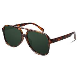 GQUEEN Retro Pilotenbrille Damen Herren 70s Polarisiert Sonnenbrille UV400 von GQUEEN