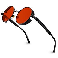 GQUEEN Retro Runde Steampunk Sonnenbrille UV400 von GQUEEN