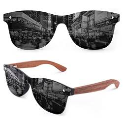 GQUEEN Sonnenbrille Holz Herren Damen Polarisierte Retro UV400 von GQUEEN