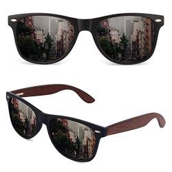 GQUEEN Sonnenbrille Holz Herren Damen Polarisierte Retro UV400 von GQUEEN