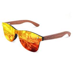 GQUEEN Sonnenbrille Holz Herren Damen Polarisierte Retro UV400 von GQUEEN