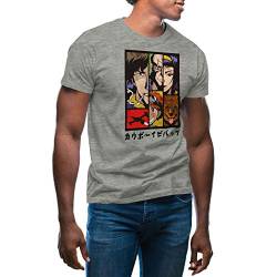 Cowboy Bebop Anime Characters Art Kawai TV Herren Grau T-Shirt Size L von GR8Shop