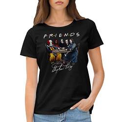 Friends Horror Movies Inspired by Stephen King Characters Anime Damen Schwarz T-Shirt Size XXL von GR8Shop