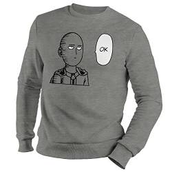 GR8Shop Saitama Ok Inspired One One Anime Kawaii Unisex Grau Pullover Hoodie Size XXL von GR8Shop