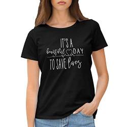 Greys Anatomy It's Beautiful Day to Save Lives Damen Schwarz T-Shirt Size XL von GR8Shop