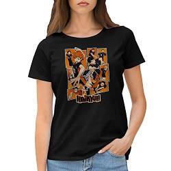 Karasuno High School Team Haikyu Damen Schwarz T-Shirt Size XXL von GR8Shop