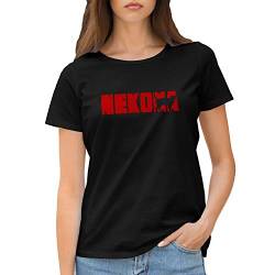 Nekoma High School Haikyuu Anime Art by Dune Damen Schwarz T-Shirt Size S von GR8Shop