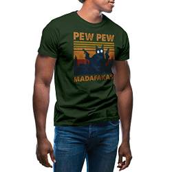 Vintage Pew Pew Madafakas Motherfuckers Cat with Guns Herren Militärgrün T-Shirt Size L von GR8Shop