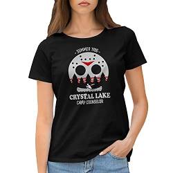 Welcome to Camp Crystal Lake Jason Voorhees Friday The 13th Damen Schwarz T-Shirt Size M von GR8Shop