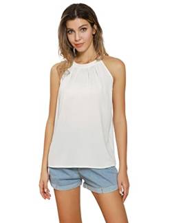 Damen Bluse Loose Fit Rundhals Tops Neckholder Sexy Oberteile T-Shirt Ivory XL CL1104S22-02 von GRACE KARIN