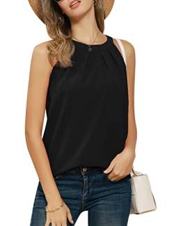 Damen Bluse Loose Fit Rundhals Tops Neckholder Sexy Oberteile T-Shirt Schwarz XL CL1104S22-03 von GRACE KARIN