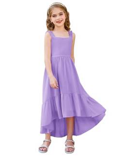 Festliches Kleid Mädchen Chiffon Kleid Ärmellos High-Lo Midikleid A-Linie Prinzessin Kleid Casual Party Kleid Lila 7 Jahre CL2805S24-02 von GRACE KARIN