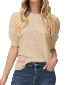 GRACE KARIN Aprikose Sweater Damen Basic Pullover Kurzarm Strickpullover Outdoor Urlaub Pullover CL2113-11 M von GRACE KARIN