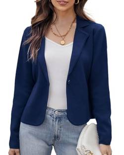 GRACE KARIN Damen Blazer Langarm Elegant Herbst Winter Einfarbig Slim Blazerjacke Button Down Pullover Strickwaren Dunkelblau S von GRACE KARIN