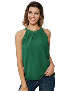 GRACE KARIN Damen Chiffon BluseCasual Tops Elegant Ärmellose Neckholder Oberteile Dunkelgrün S CL1104S22-10 von GRACE KARIN