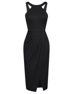 GRACE KARIN Damen Neckholder Slim Pencil Kleid Party Cocktail Party Abendkleid Schwarz XL von GRACE KARIN