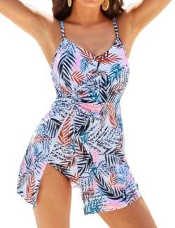 GRACE KARIN Damen Schlanker Einteiler-Badeanzug Mit Hoher Taille Dehnbarer Resort Swimdress Mit Blättern S von GRACE KARIN