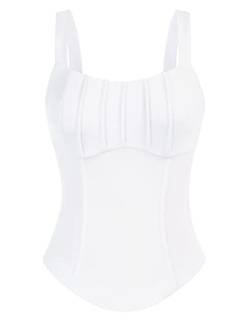 GRACE KARIN Damen Spaghetti Trägertops Elegant Crop Top Sommer Party Tank Top, Farbe: Weiß, Größe: XL von GRACE KARIN