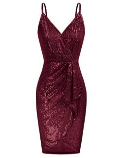GRACE KARIN Damen V-Ausschnitt Paillettenkleid Bodycon Kleid Weihnachten Kleid CL1723-06_2XL von GRACE KARIN