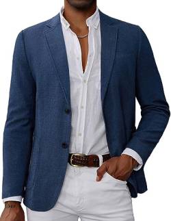 GRACE KARIN Herren Casual Blazer Anzug Jacken 2 Knöpfe Leichte Sportmäntel, Denim Blau, S von GRACE KARIN