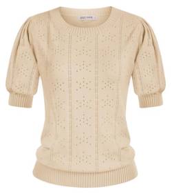 GRACE KARIN Kurzarm Pullover Polyester Pullover Damen Aprikose rund Ausschnitt Strickpullover CL2113-11 XL von GRACE KARIN
