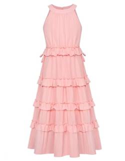 GRACE KARIN Mädchen Kleid 158 Kinder Sommer Rose Festlich Prinzessin Einschulung Kleider 164 Kommunionkleid Baumwolle Rundhals von GRACE KARIN