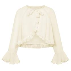 GRACE KARIN Mädchen Leicht Langarm Chiffon Strickjacke Festlich Rundhals Bolerojacke mit Schleife Aprikose 10 Jahre von GRACE KARIN