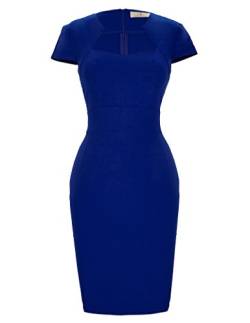 GRACE KARIN Pencil Kleid Rockabilly Business Kleid blau etuikleid Damen Schlitz Kleid midi festkleid CL8947-3 L von GRACE KARIN