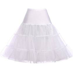 GRACE KARIN Unterrock Damen weiß Reifrock a Linie Petticoat für Rockabilly Kleid L CL8922-2 von GRACE KARIN